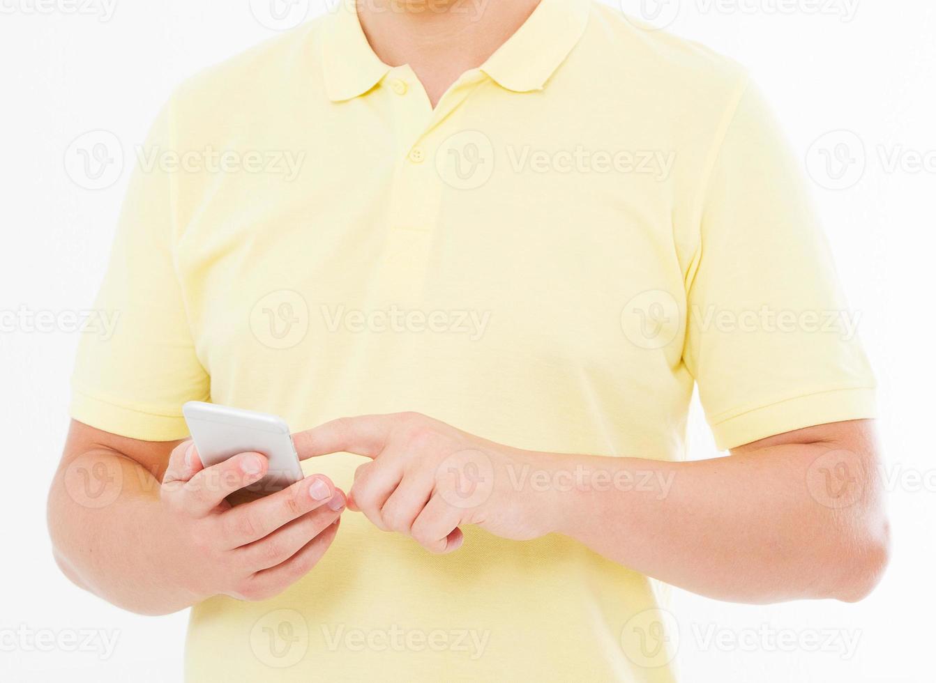 Close up view of a man using a smartphone photo