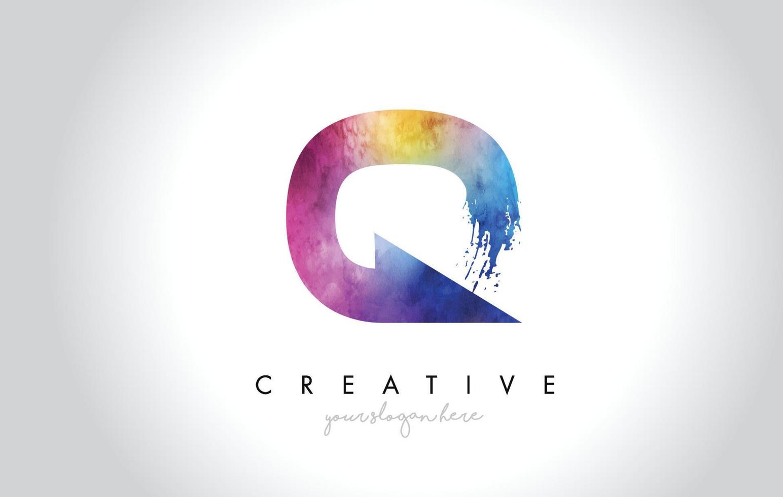 Q Paintbrush Letter Design with Watercolor Brush Stroke and Modern Vibrant Colors vector