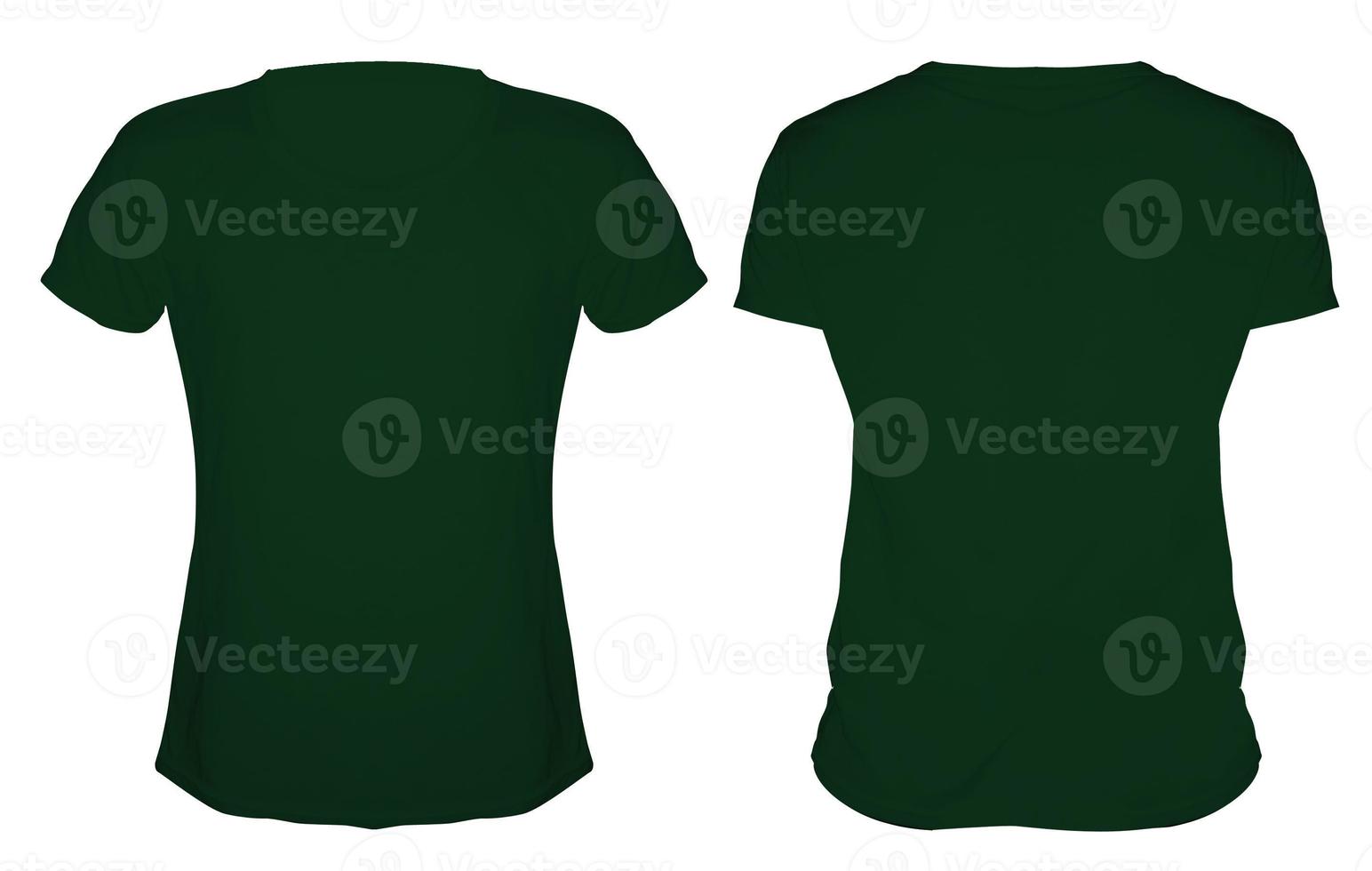 Blank dark green Tshirt front back mockup template photo