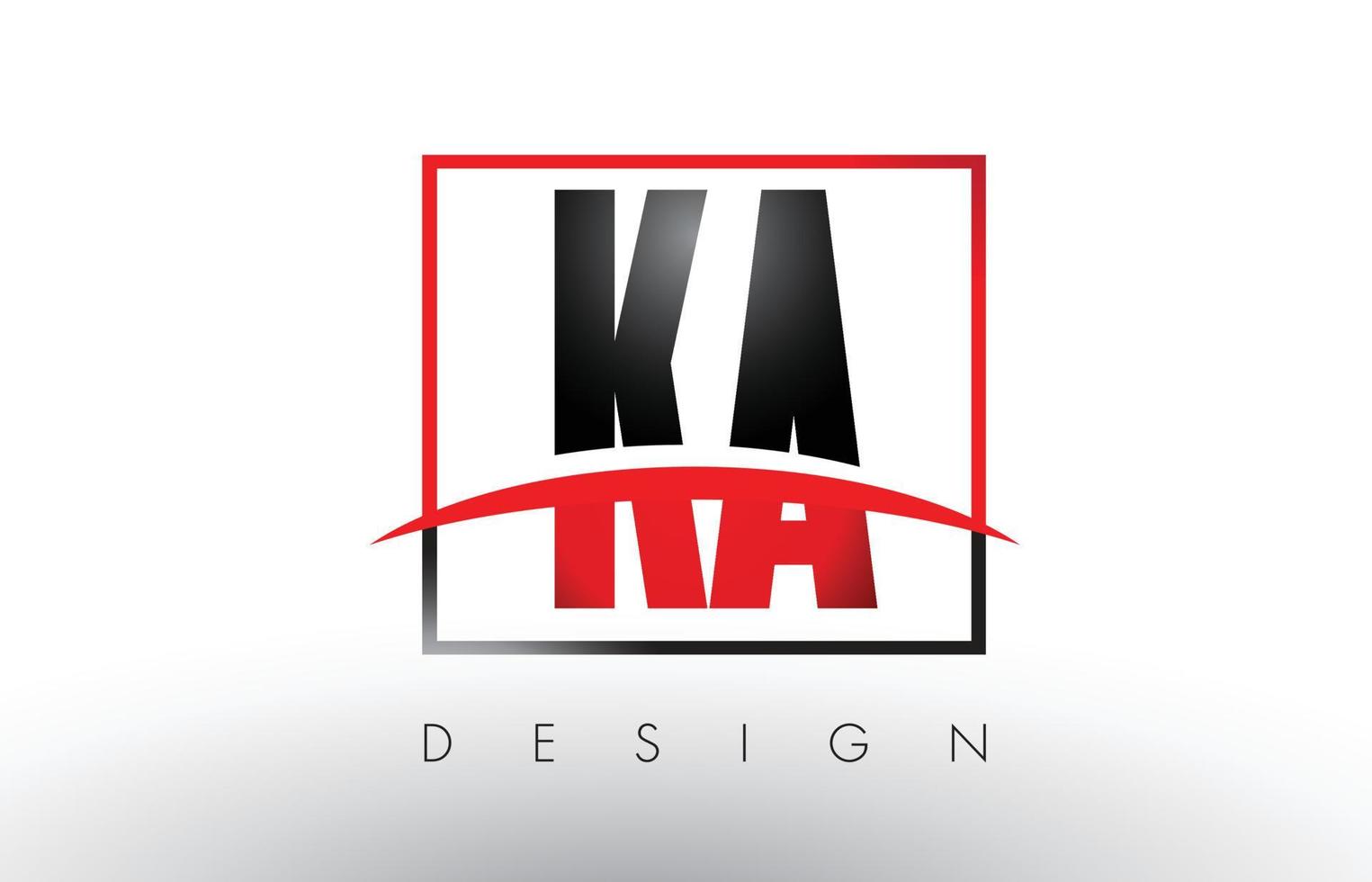 letras del logotipo de ka ka con colores rojo y negro y swoosh. vector