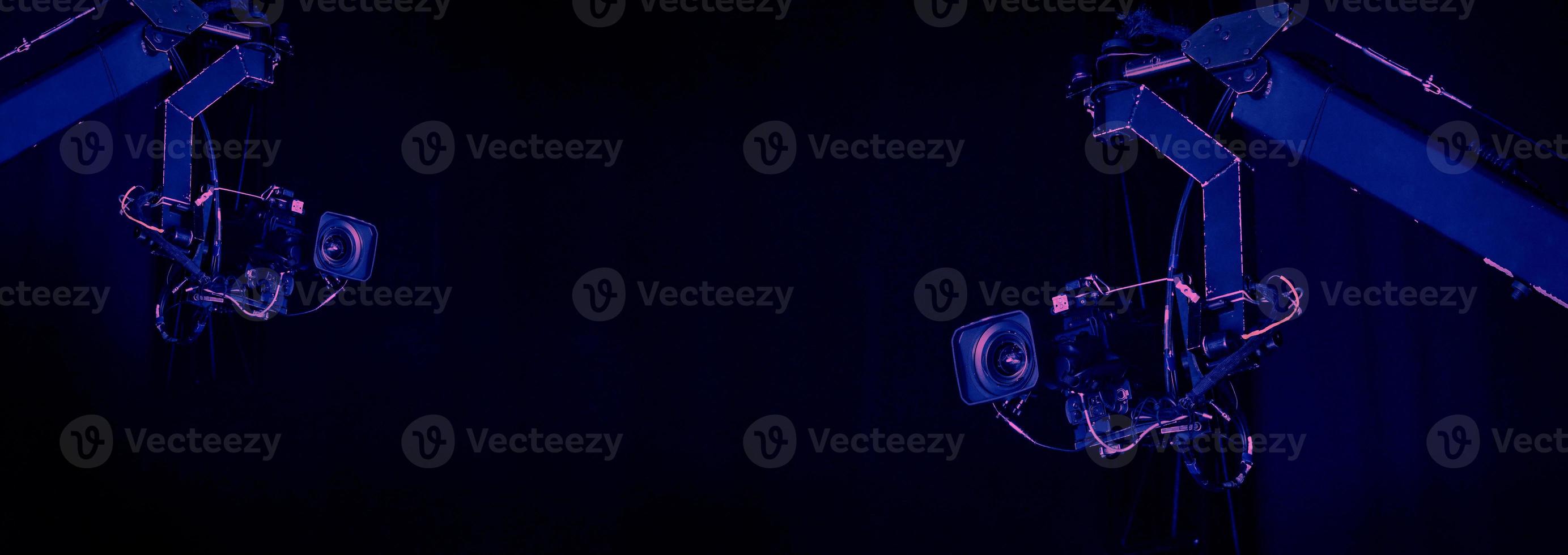 TV Camera broadcast on the crane tripod for shooting or recording and broadcasting photo