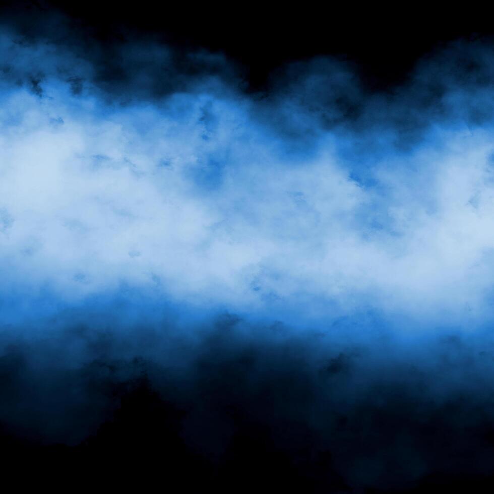 superposición de niebla textura de vapor de partículas de efecto de polvo de remolino de humo blanco azul claro con patrón de humo de niebla abstracta grunge en negro. foto