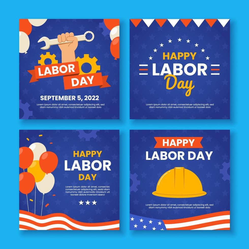 Labor Day Social Media Post Template vector