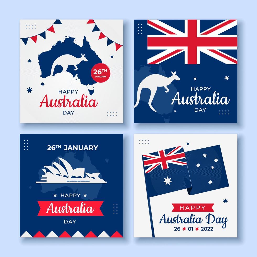 feliz día de australia publicación en redes sociales vector