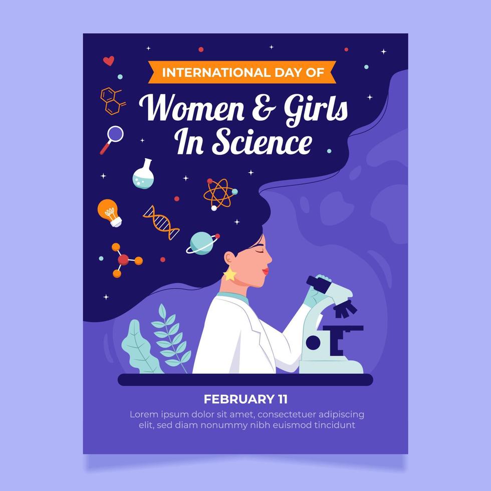 cartel del día internacional de la mujer y la niña en la ciencia vector