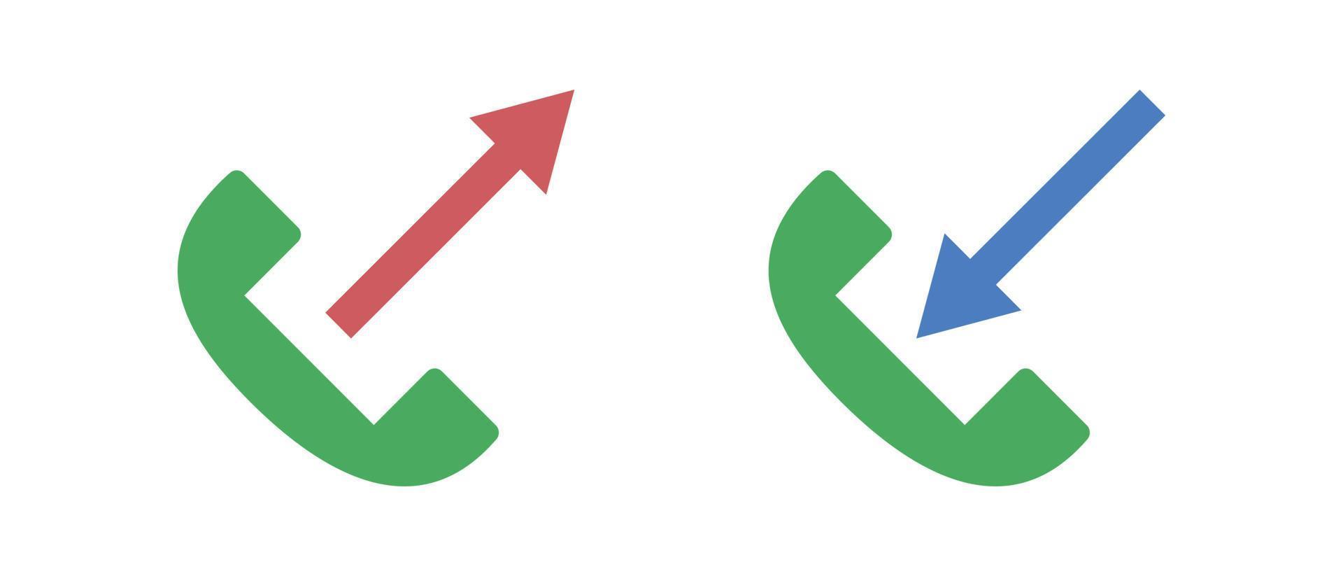 Outgoing phone call and incoming phone call icon set. Vectors. vector