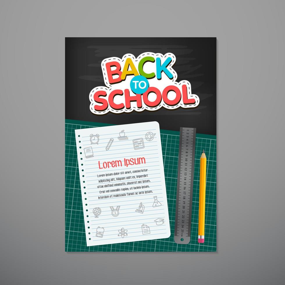 Back to school poster template, vector illustration
