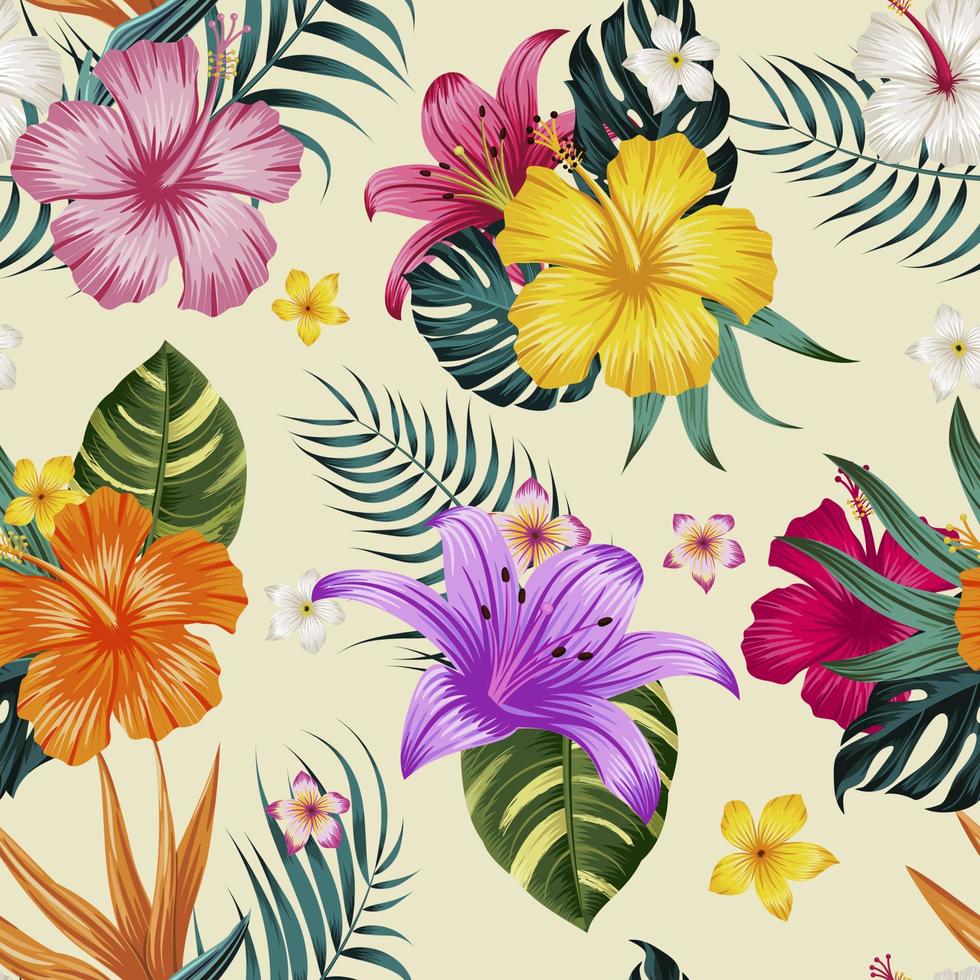 Floral seamless pattern with leaves. tropical background vector