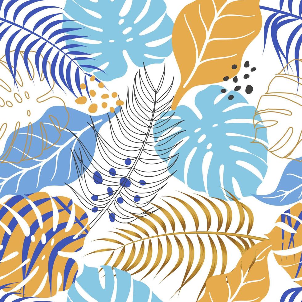 Abstract Floral seamless pattern with leaves. tropical background vector