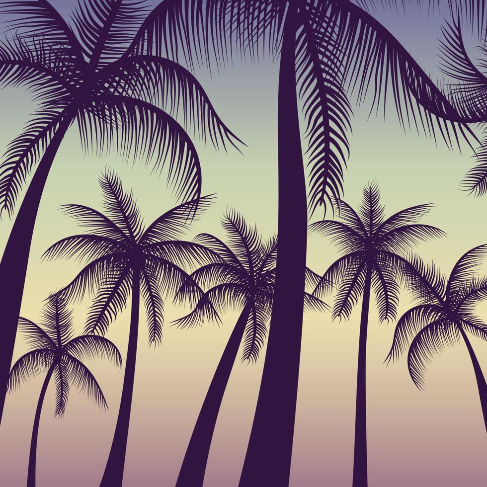 Silhouette palm trees background vector
