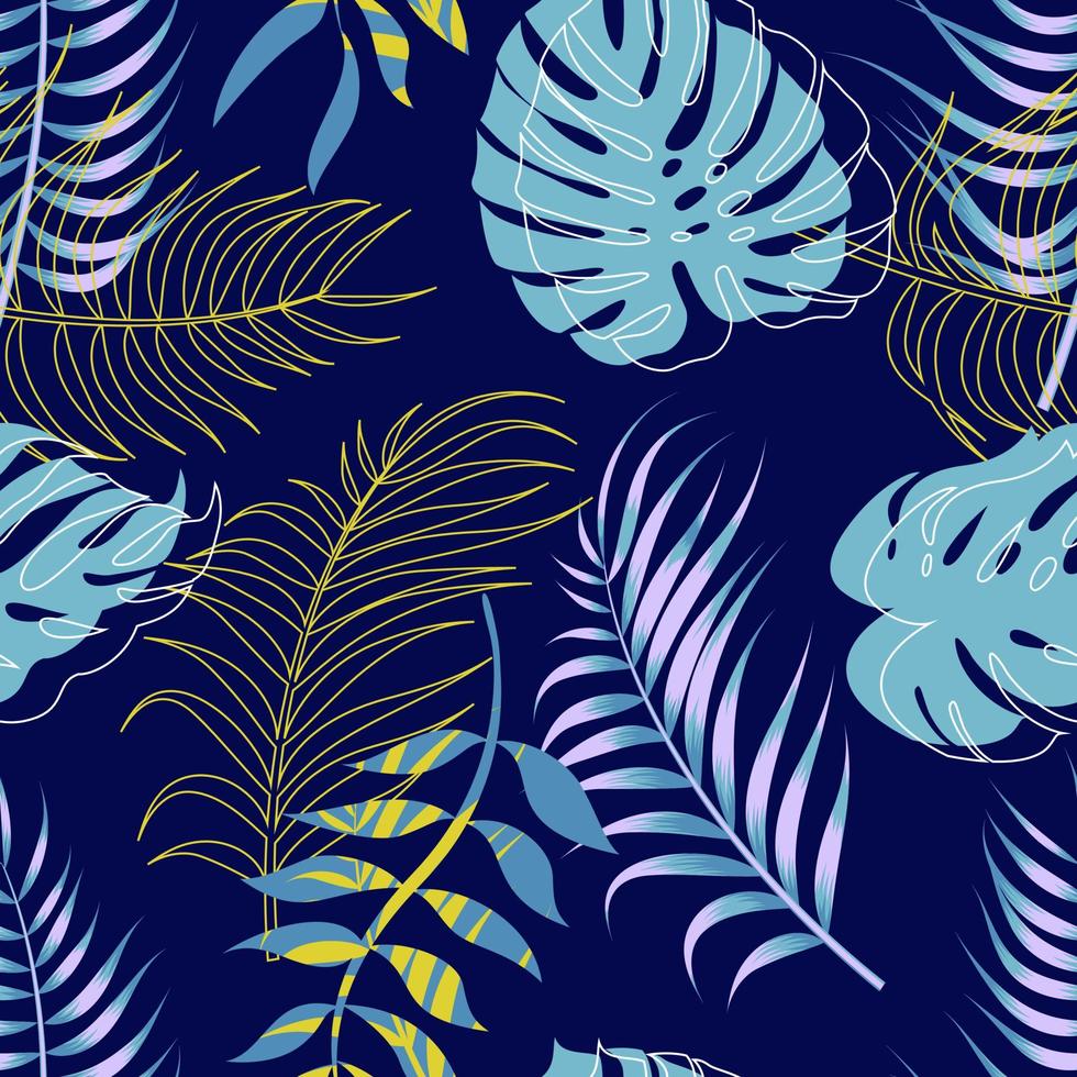 Floral seamless pattern with leaves. tropical background vector
