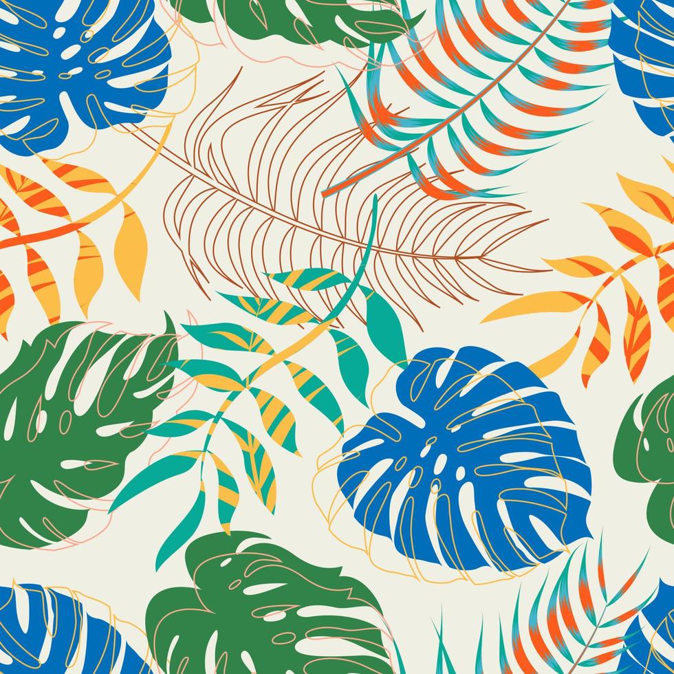 Floral seamless pattern with leaves. tropical background vector