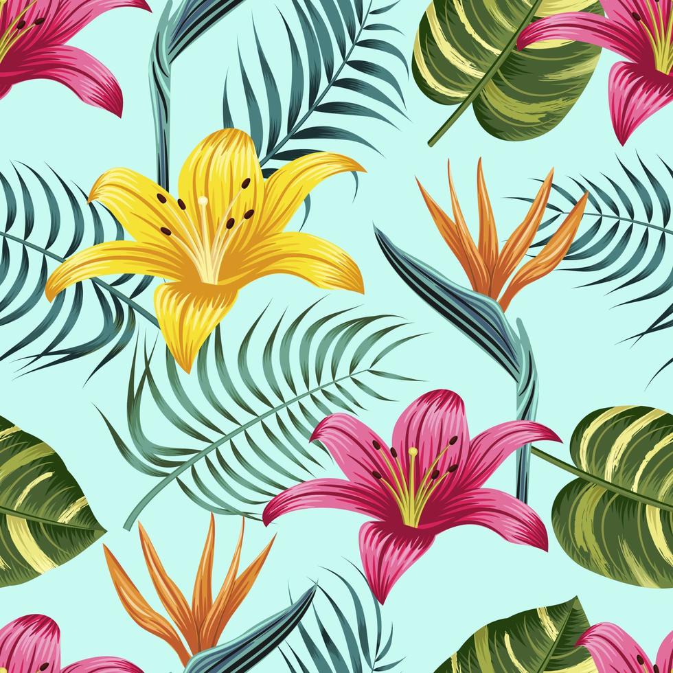 Floral seamless pattern with leaves. tropical background vector