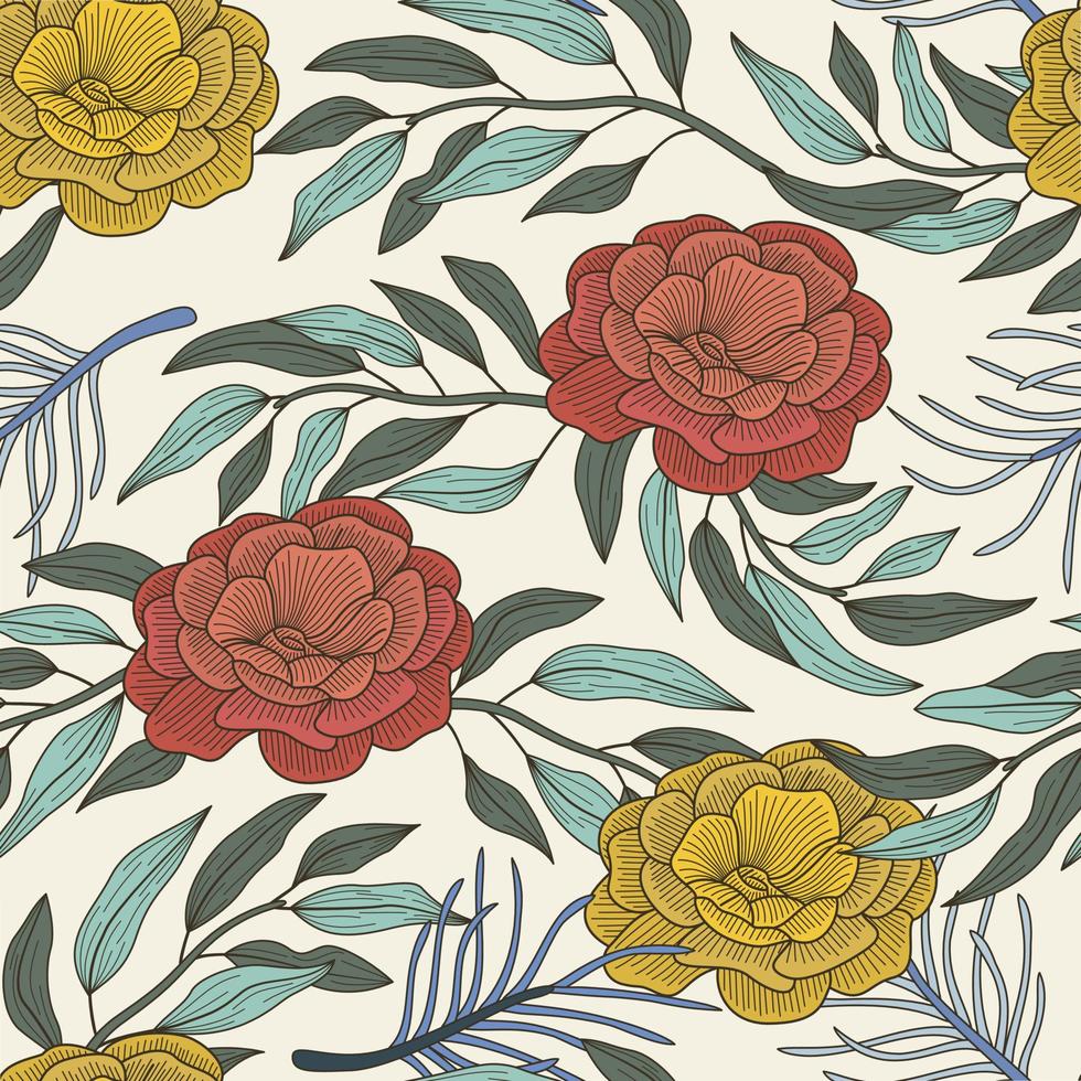 Floral seamless pattern with leaves. tropical background vector