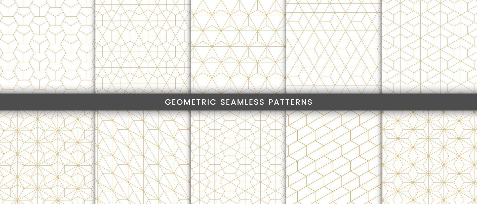 Collection of polygonal gold lines on white background vector