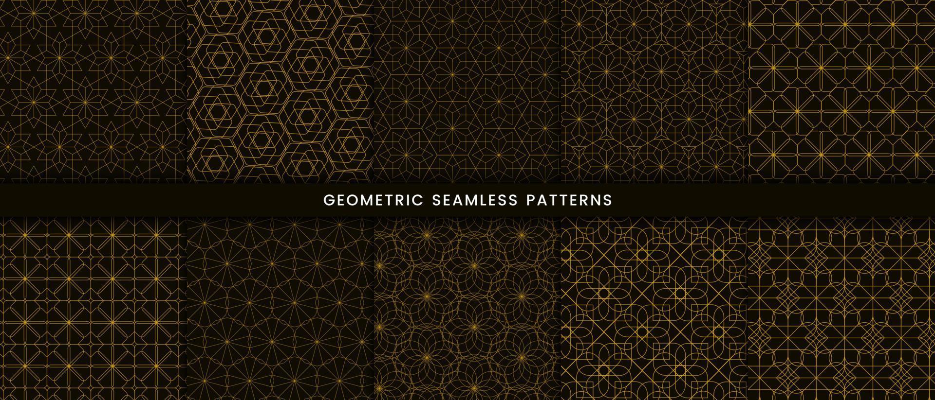 Set of floral gold lines pattern luxury background vector