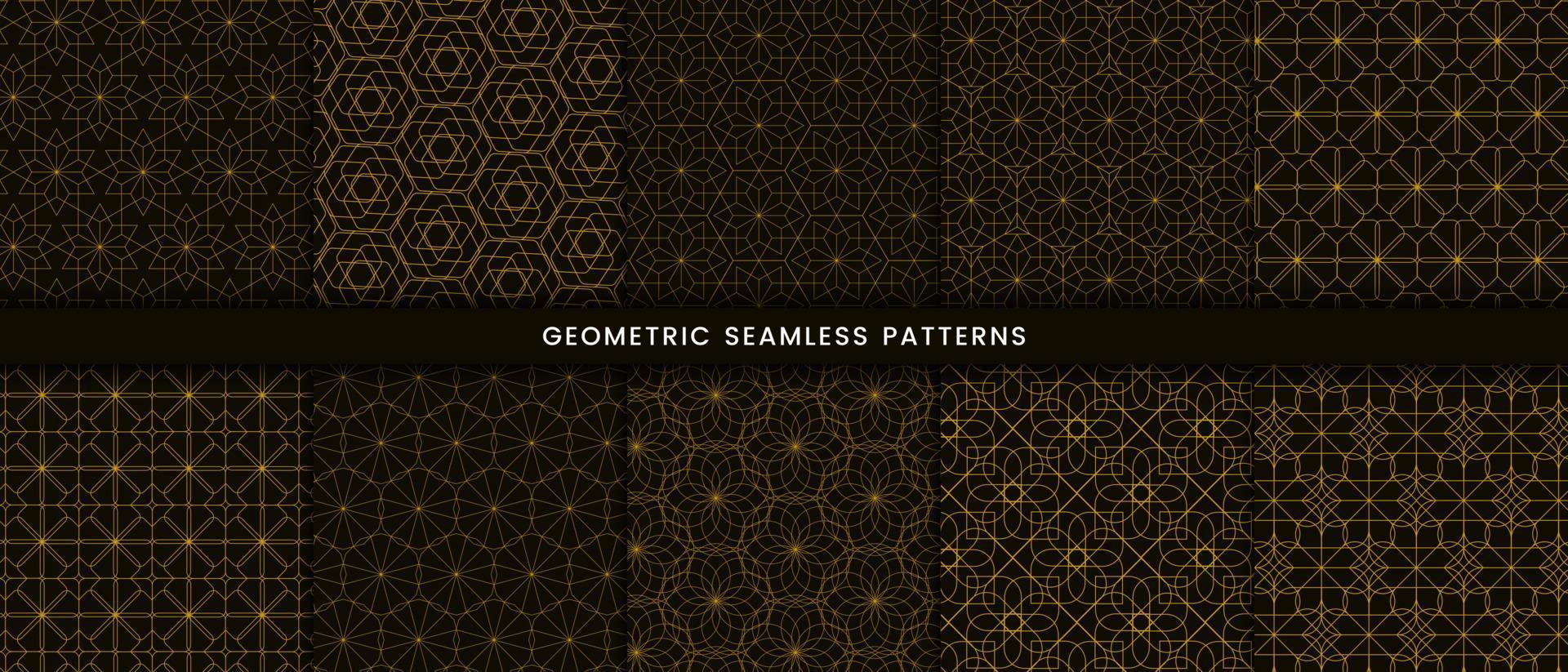 Set of floral gold lines pattern luxury background vector