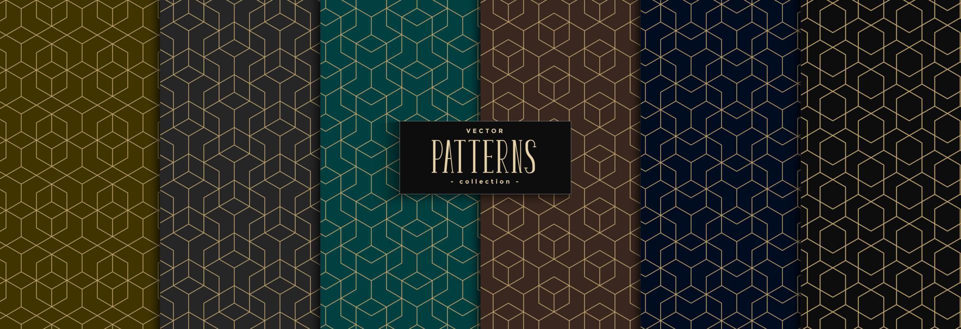 Geometric gold lines pattern collection vector