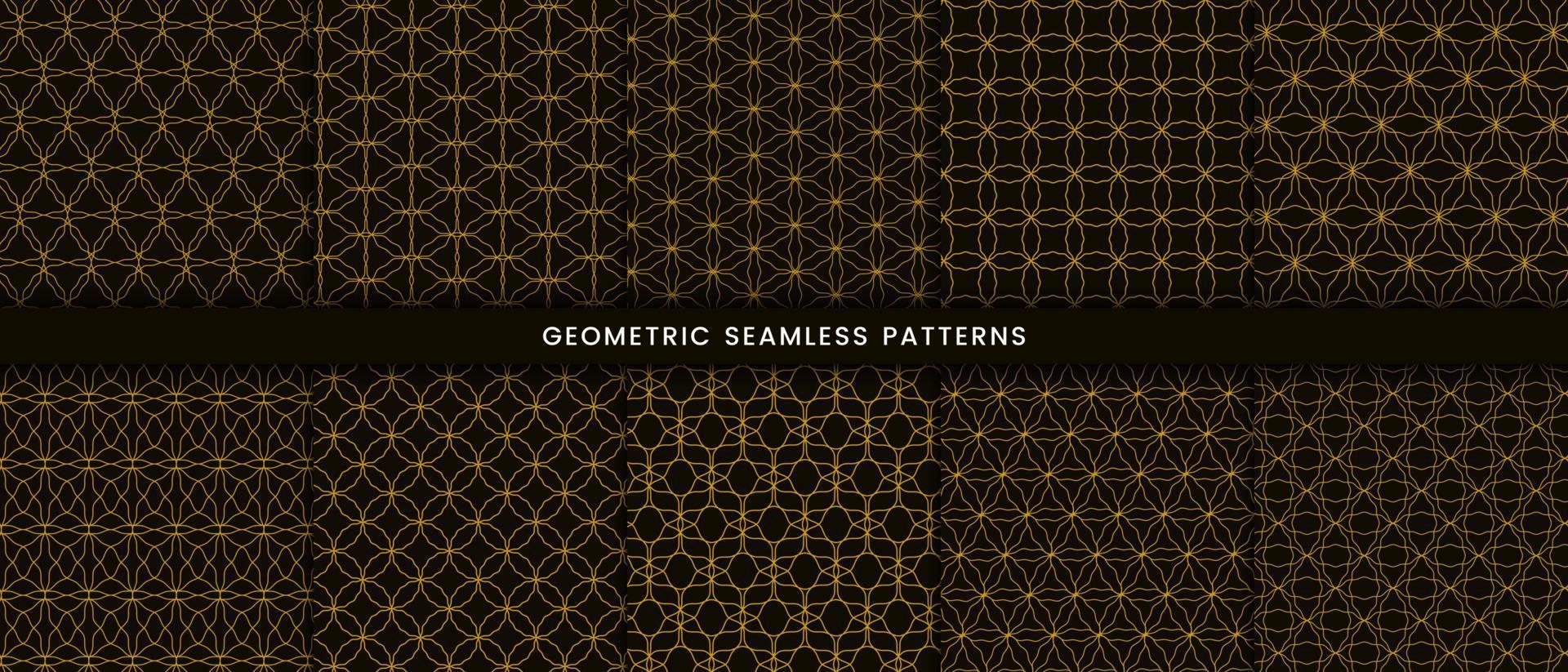 Set of circle lines pattern luxury gold background vector