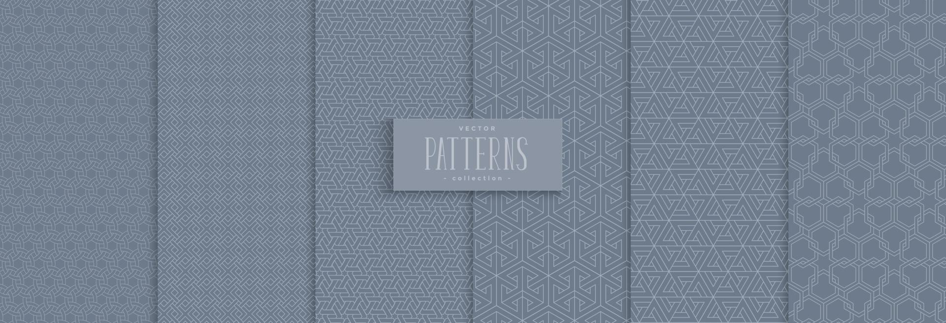 Set of geometric pattern blue background vector