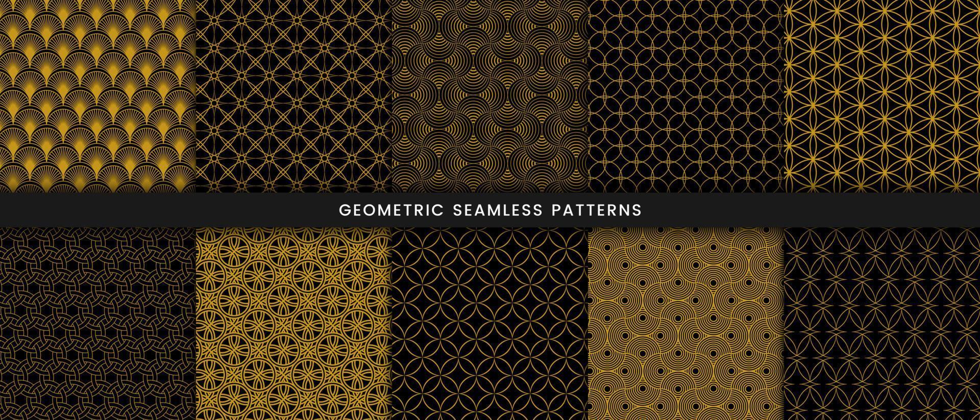 Collection golden circle lines pattern luxury background vector