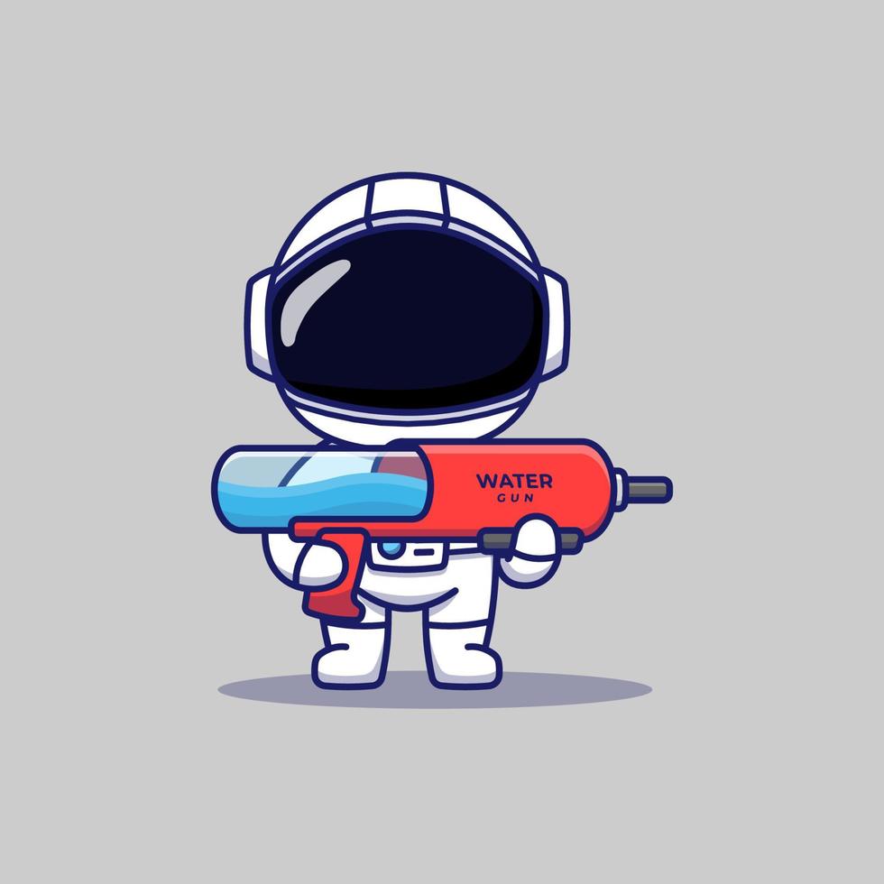 lindo astronauta con pistola de agua vector