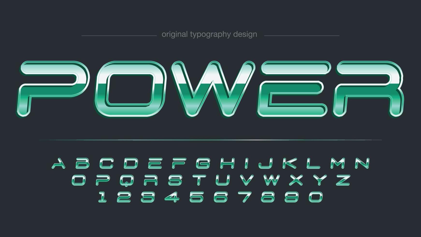 metallic green futuristic font vector