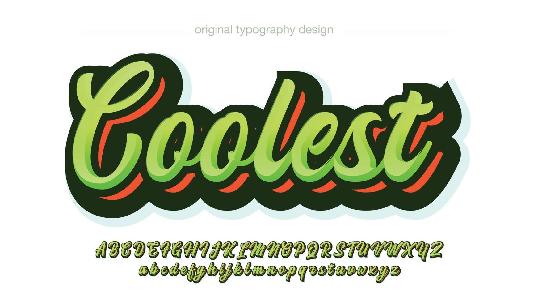 green and red bold 3d modern cursive font vector