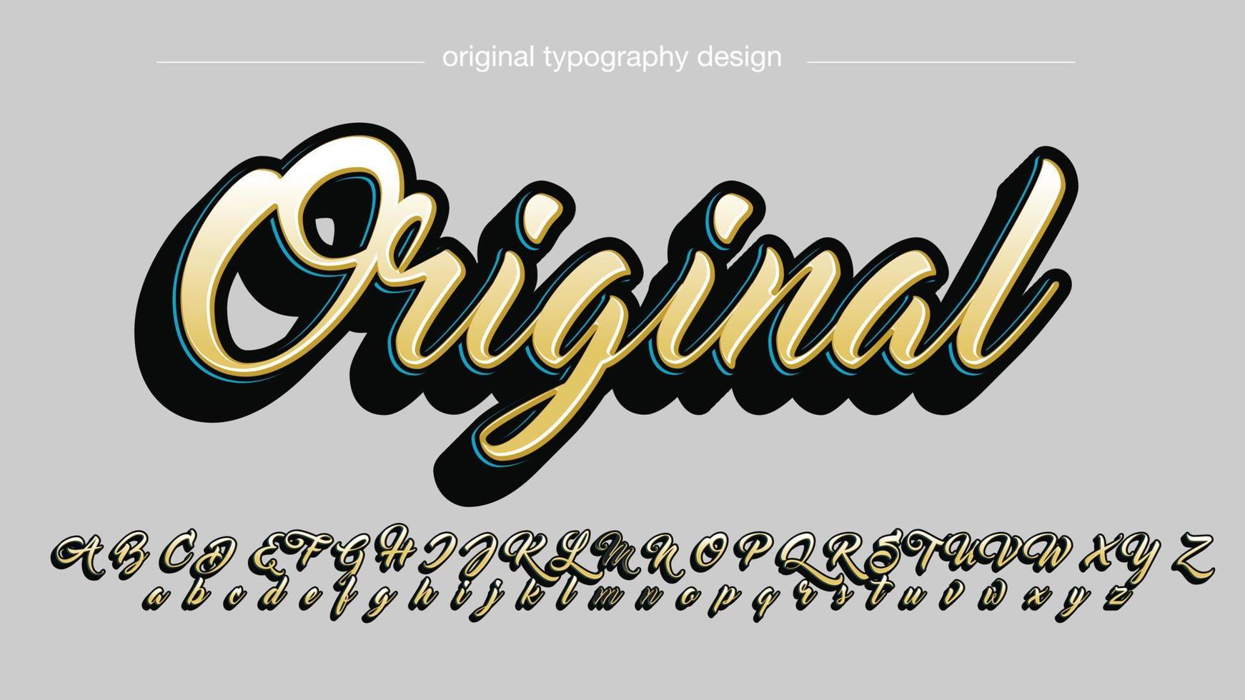 Yellow 3d handwritten artistic font vector