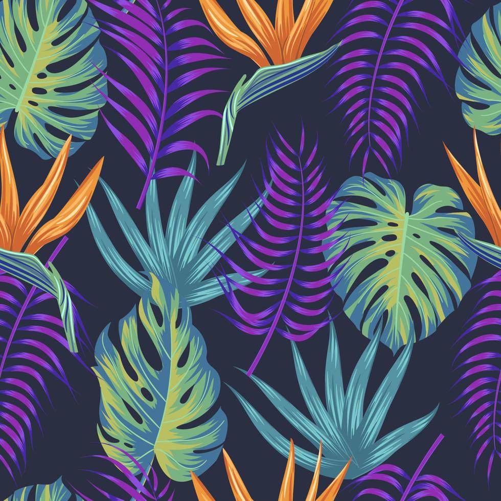 Floral seamless pattern with leaves. tropical background vector