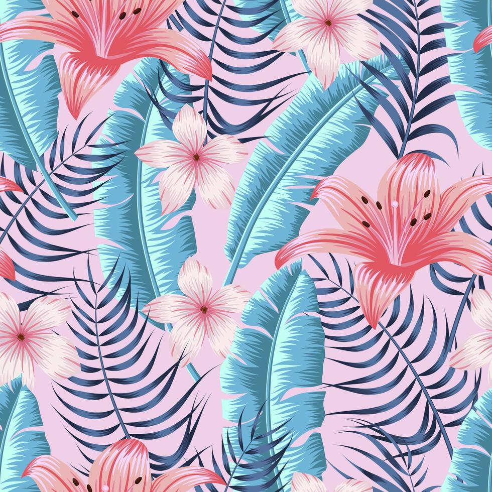 Floral seamless pattern with leaves. tropical background vector