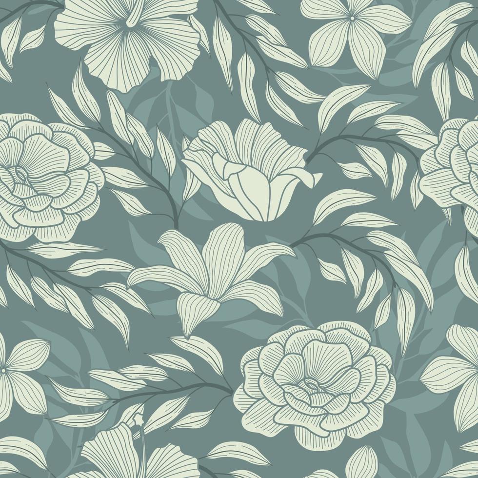 Floral seamless pattern with leaves. tropical background vector