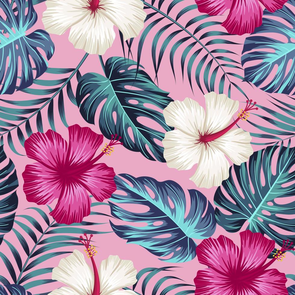 Floral seamless pattern with leaves. tropical background vector