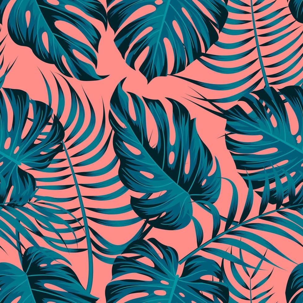 Floral seamless pattern with leaves. tropical background vector