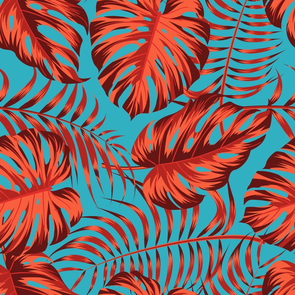 Floral seamless pattern with leaves. tropical background vector