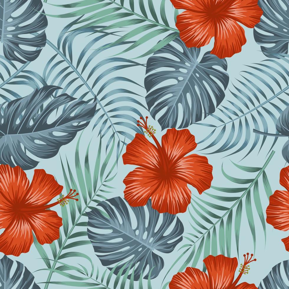 Floral seamless pattern with leaves. tropical background vector