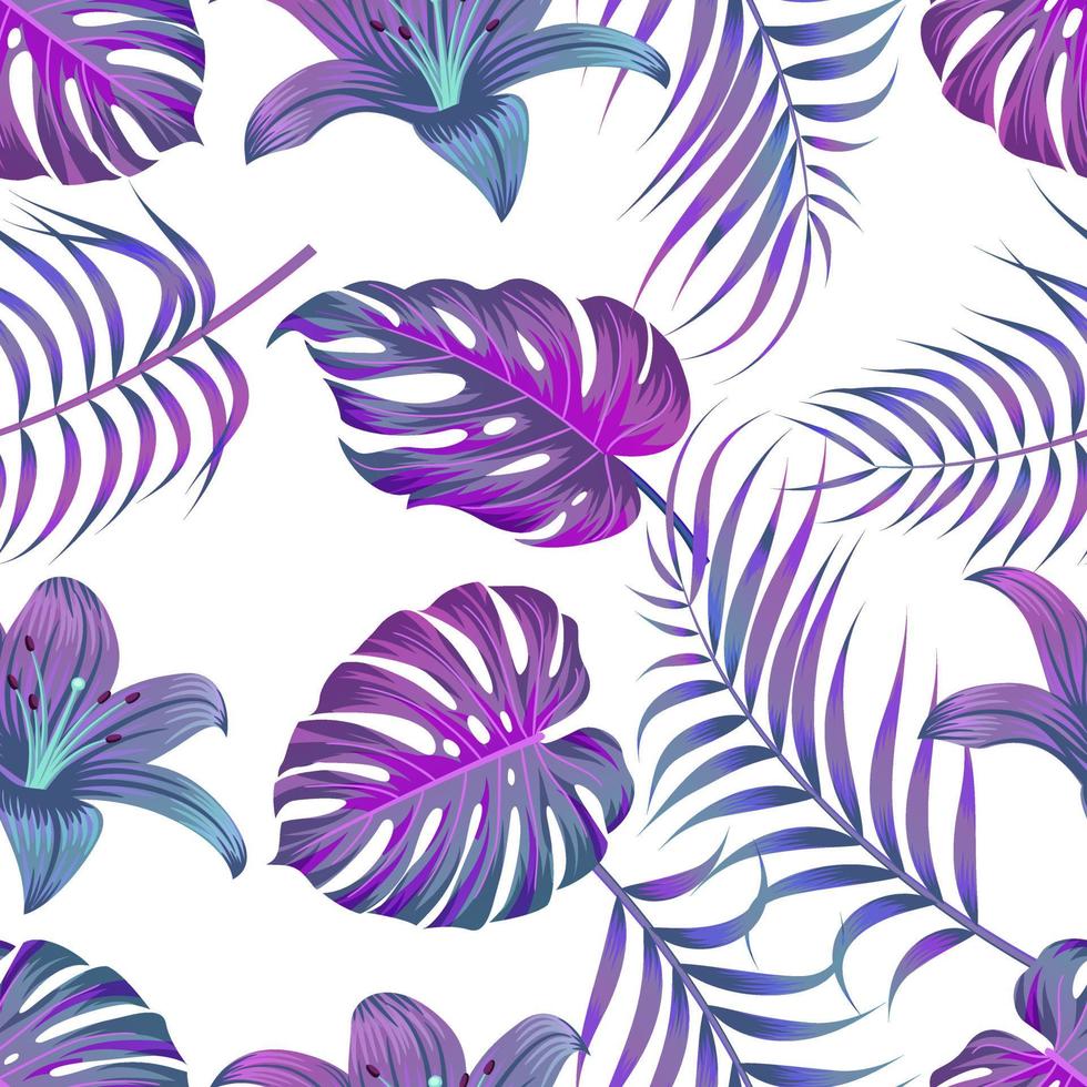 patrón floral transparente con hojas. fondo tropical vector