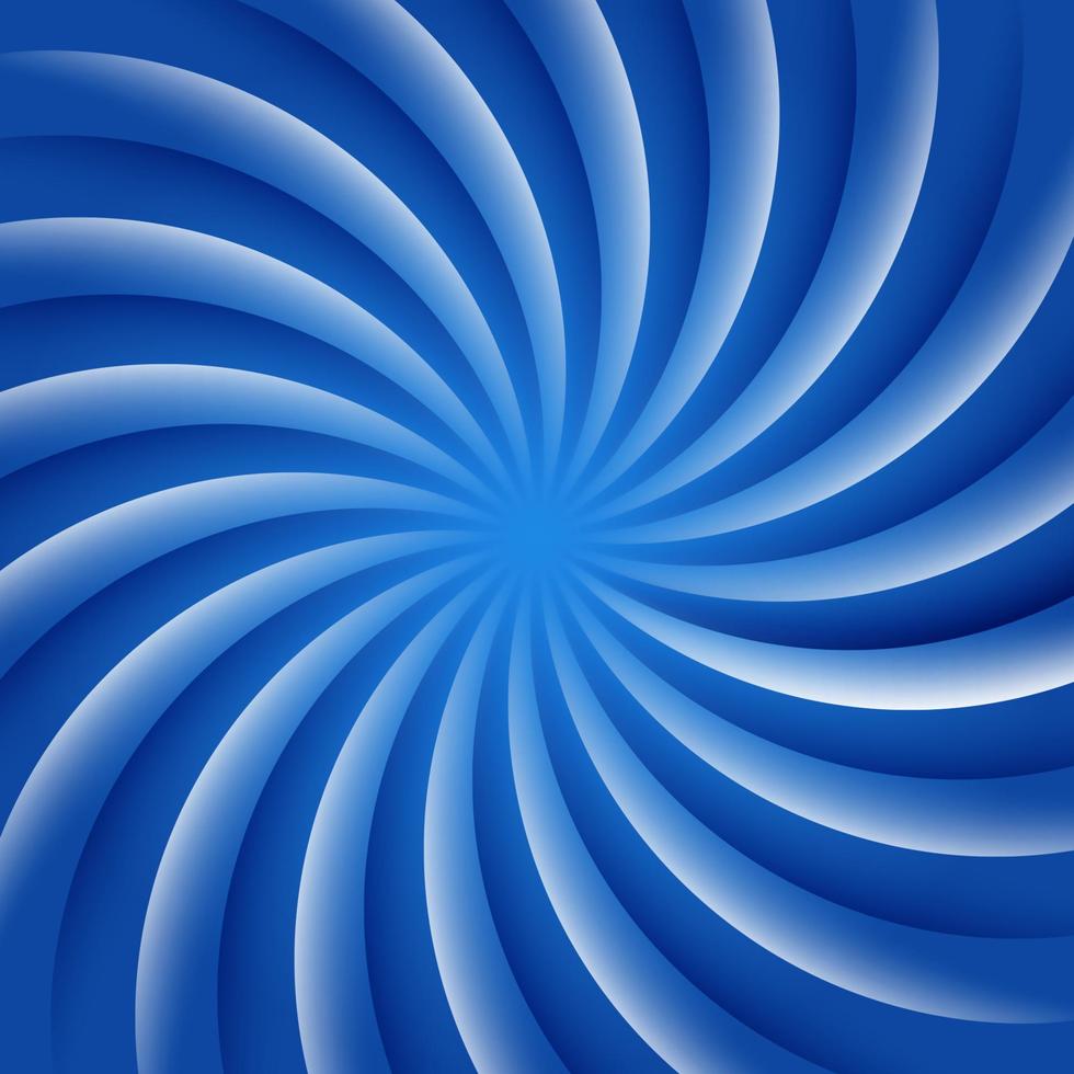 Blue and white rotating hypnosis spiral. Optical illusion. Hypnotic psychedelic vector illustration. Twirl abstract background. Easy to edit design template.