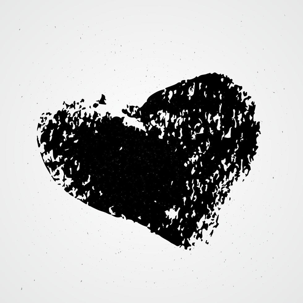 corazón pintado a mano sobre fondo blanco. forma de grunge de corazón. trazo de pincel con textura negra. signo del día de San Valentín. símbolo de amor. fácil de editar elemento vectorial de diseño. vector