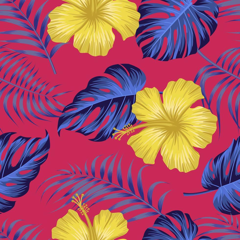 Floral seamless pattern with leaves. tropical background vector