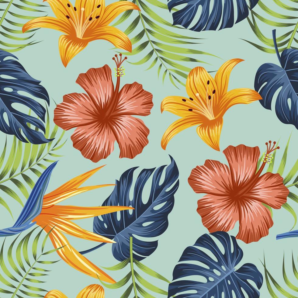 Floral seamless pattern with leaves. tropical background vector