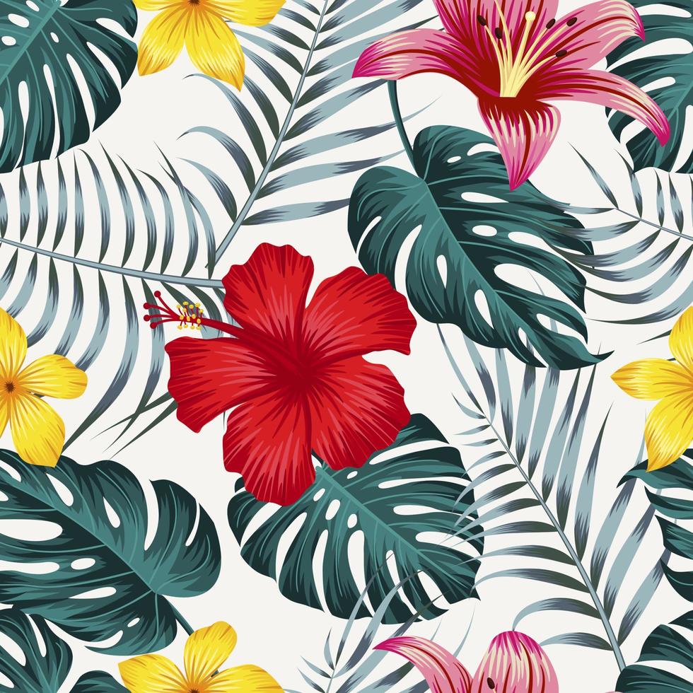 Floral seamless pattern with leaves. tropical background vector