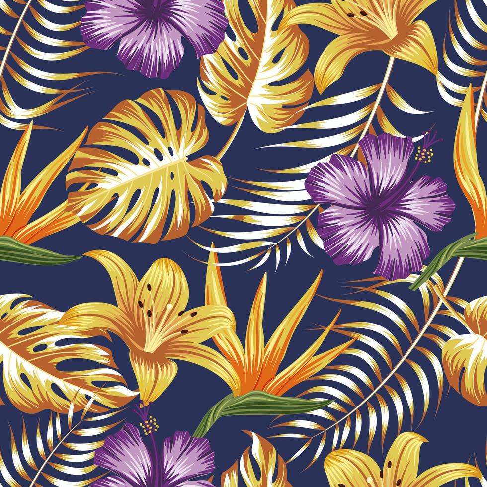Floral seamless pattern with leaves. tropical background vector