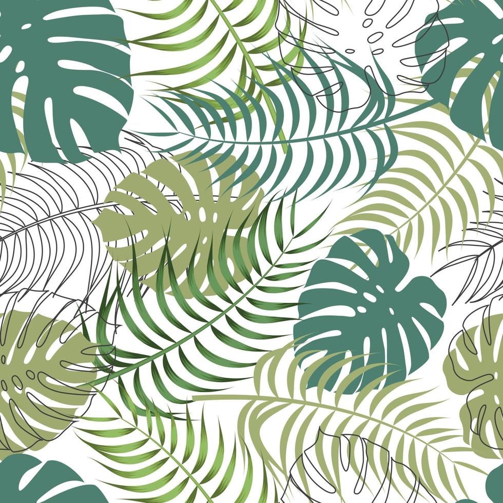 Floral seamless pattern with leaves. tropical background vector