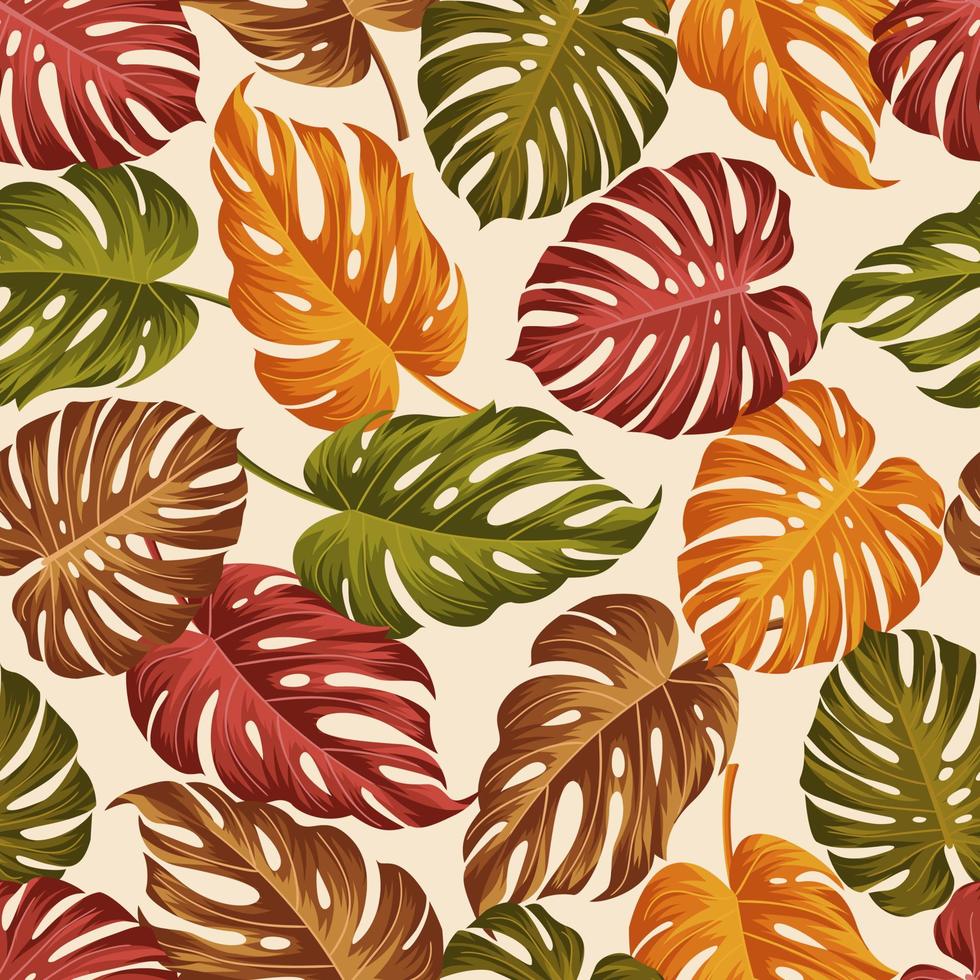 Floral seamless pattern with leaves. tropical background vector