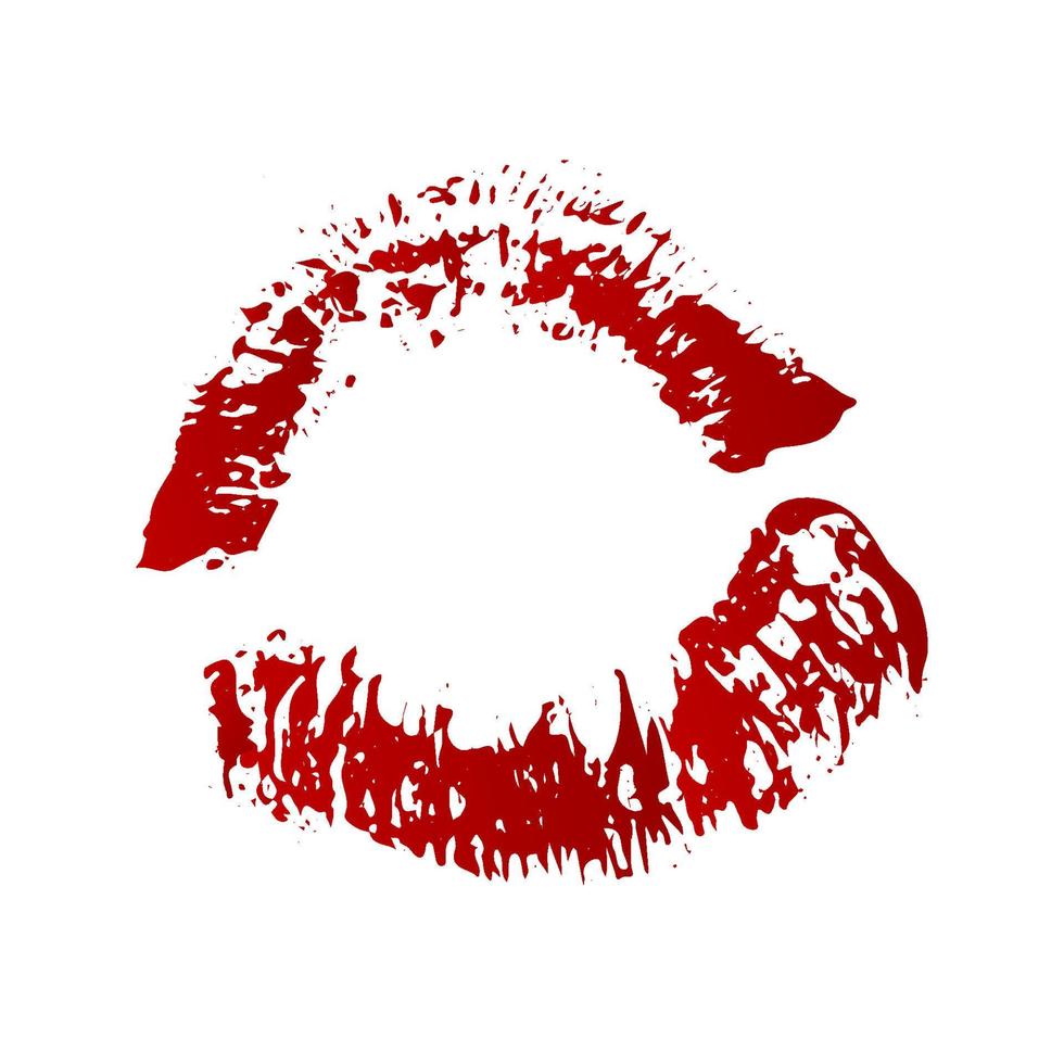 Red lipstick kiss on white background. Imprint of open mouth. Valentines day theme print. Kiss mark vector illustration. Easy to edit template for greeting card, poster, flyer, banner, label, etc.