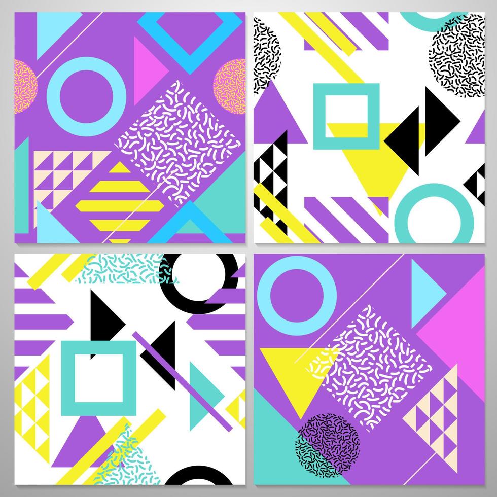 Seamless abstract geometric pattern in retro memphis style vector