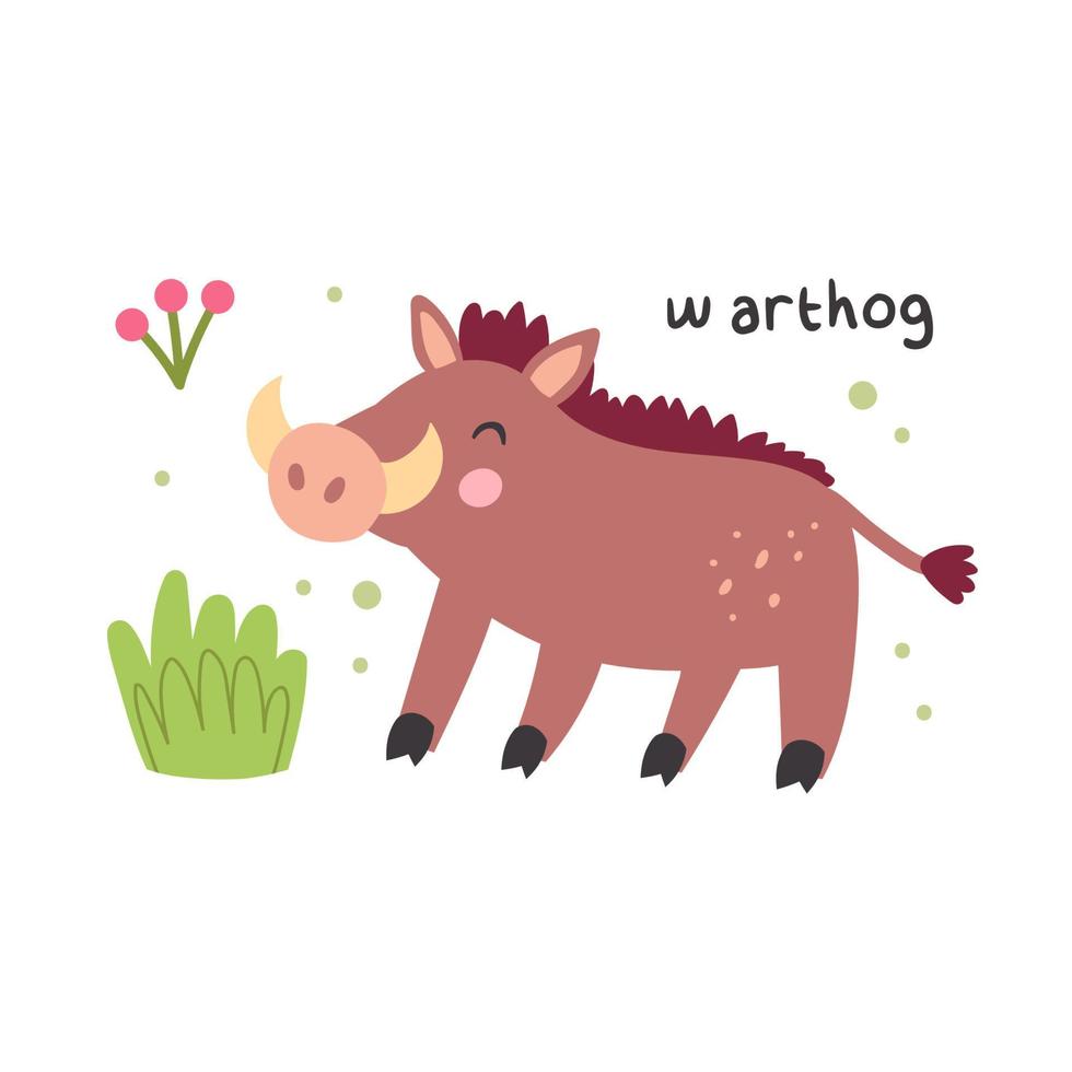 Wild animal warthog pig illustration. Isolated on white background vector