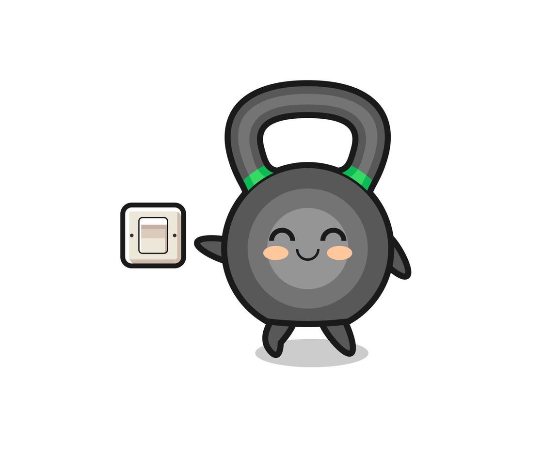 Kettlebell de dibujos animados está apagando la luz vector