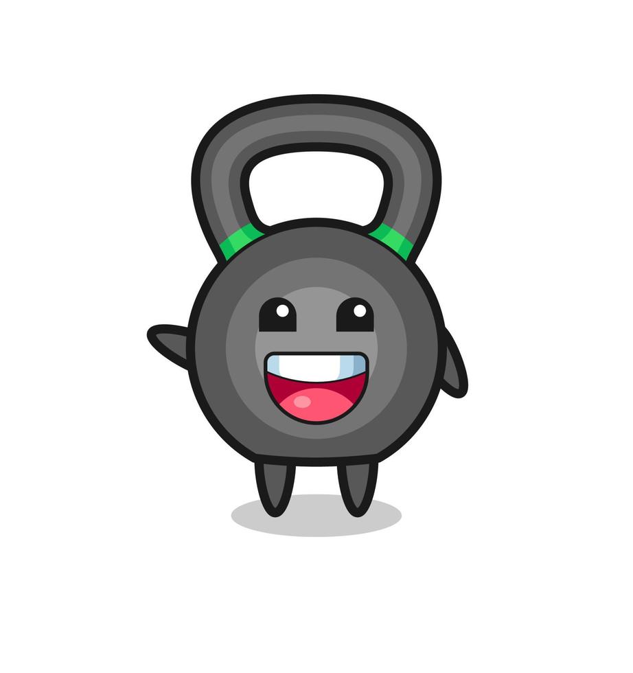 feliz personaje de mascota linda kettlebell vector